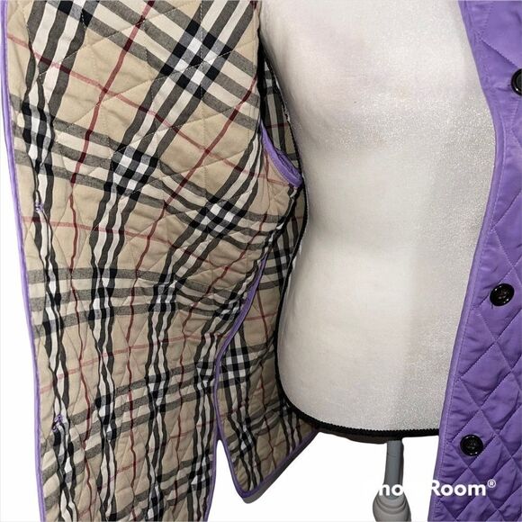 SOLD Burberry Diamond Quilt Jacket Authentic Purple Size Large Mint Condition - Picture 10 of 16